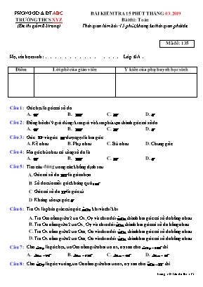 Đề kiểm tra 15 phút môn Toán Lớp 6 năm 2019 - Mã đề 125